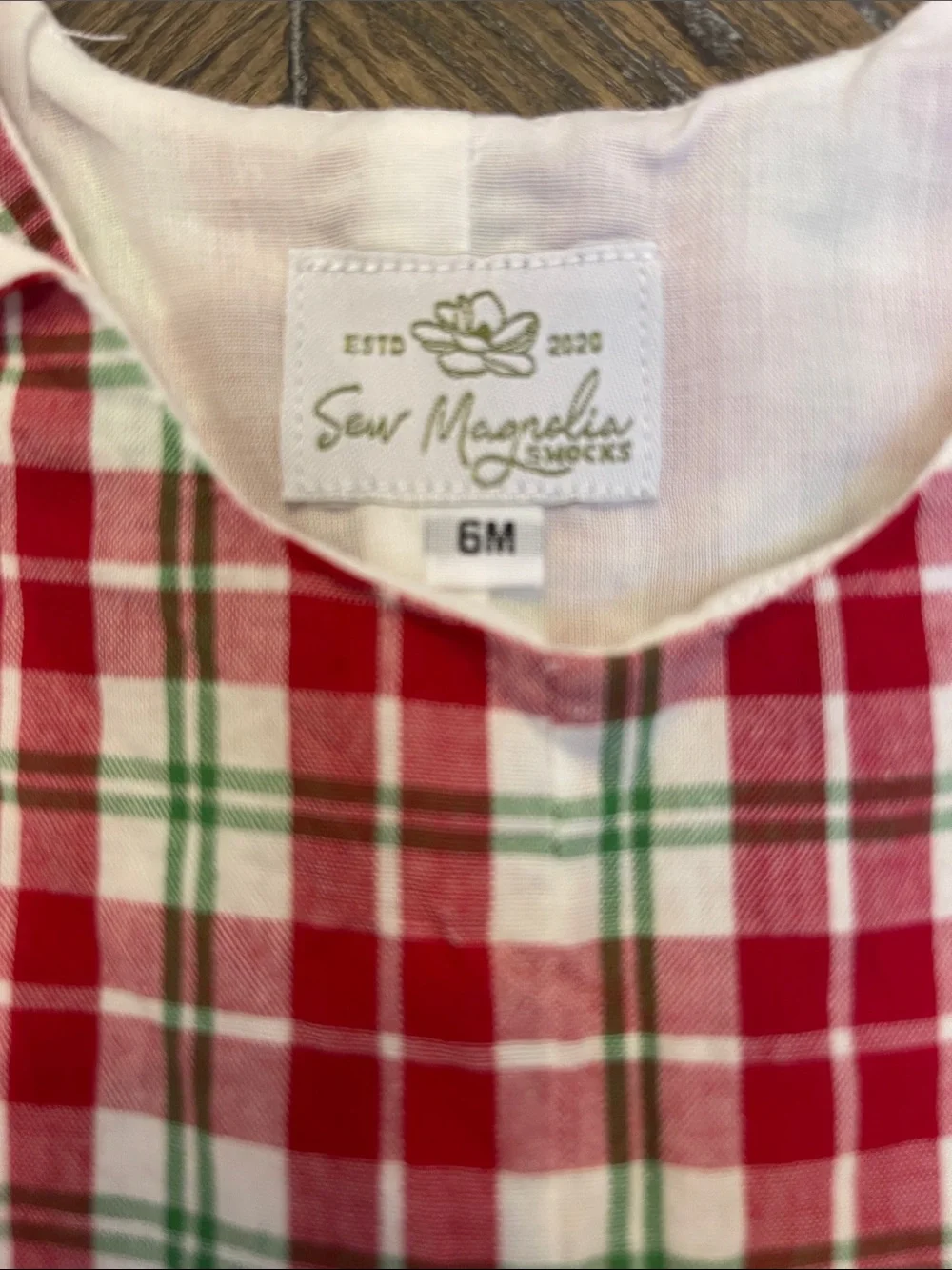 Sew Magnolia Smocks Red Plaid Romper 6 Month